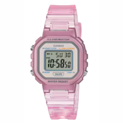 Casio General LA-20WHS-4A Digital Pink Translucent Resin Band Kids Women Watch